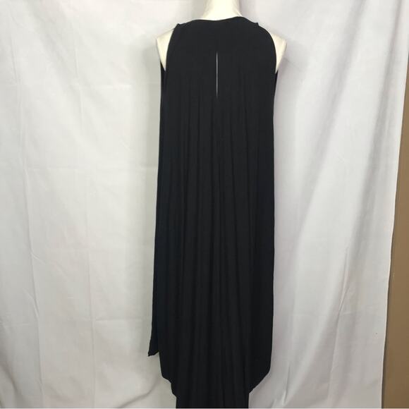 riller & fount sleeveless black vneck soft jersey asymmetrical caftan maxi dress - Picture 8 of 11